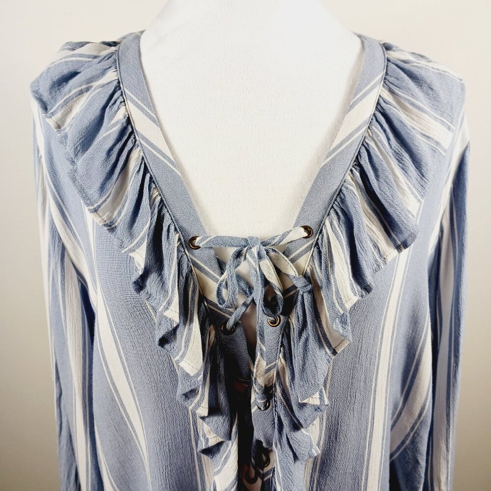 American Eagle Outfitters Striped Ruffle Blouse